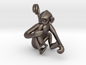 3D-Monkeys 254 in Polished Bronzed Silver Steel