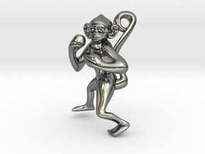 3D-Monkeys 257 in Fine Detail Polished Silver