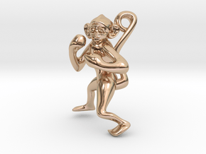 3D-Monkeys 257 in 14k Rose Gold Plated Brass