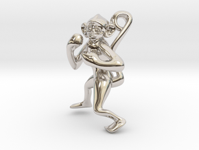 3D-Monkeys 257 in Rhodium Plated Brass
