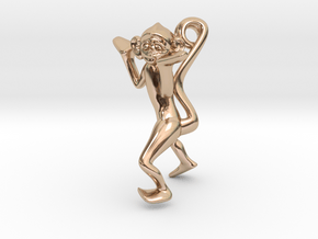 3D-Monkeys 260 in 14k Rose Gold Plated Brass