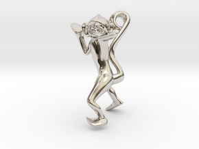 3D-Monkeys 260 in Rhodium Plated Brass