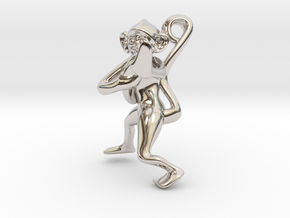 3D-Monkeys 262 in Rhodium Plated Brass