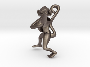 3D-Monkeys 262 in Polished Bronzed Silver Steel