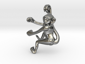 3D-Monkeys 263 in Fine Detail Polished Silver