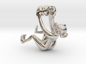 3D-Monkeys 266 in Rhodium Plated Brass