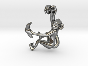 3D-Monkeys 267 in Fine Detail Polished Silver