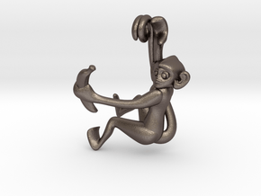 3D-Monkeys 267 in Polished Bronzed Silver Steel