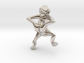 3D-Monkeys 271 in Rhodium Plated Brass