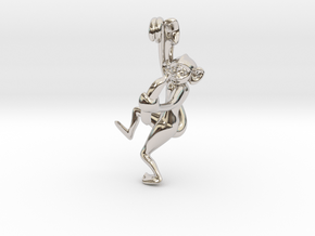 3D-Monkeys 279 in Rhodium Plated Brass