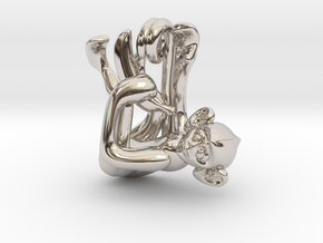 3D-Monkeys 282 in Rhodium Plated Brass