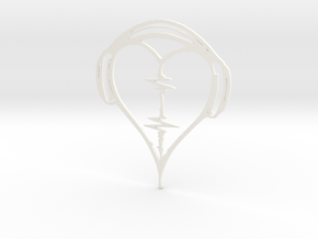 Musical Heart Pendant in White Processed Versatile Plastic