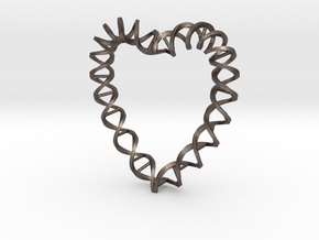 DNA Heart in Polished Bronzed Silver Steel
