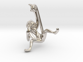 3D-Monkeys 289 in Rhodium Plated Brass