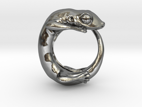 (Size 8) Gecko Ring in Polished Silver