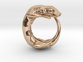 (Size 8) Gecko Ring in 14k Rose Gold Plated Brass