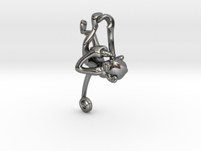 3D-Monkeys 297 in Fine Detail Polished Silver