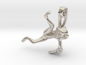 3D-Monkeys 302 in Rhodium Plated Brass