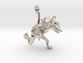 3D-Monkeys 314 in Rhodium Plated Brass