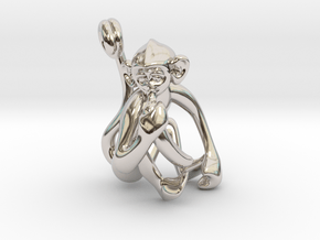3D-Monkeys 316 in Rhodium Plated Brass