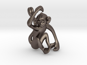 3D-Monkeys 317 in Polished Bronzed Silver Steel