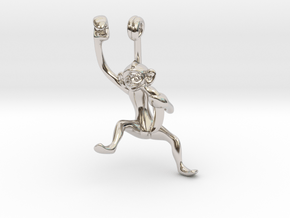 3D-Monkeys 319 in Rhodium Plated Brass