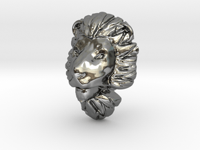 Lion pendant in Fine Detail Polished Silver