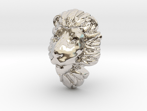 Lion pendant in Rhodium Plated Brass