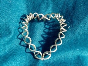 DNA Heart in Polished Silver