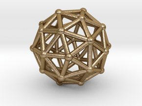 0326 Pentakis Dodecahedron V&E (a=1cm) #002 in Polished Gold Steel