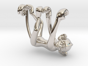 3D-Monkeys 321 in Rhodium Plated Brass