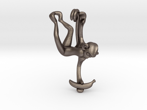 3D-Monkeys 323 in Polished Bronzed Silver Steel