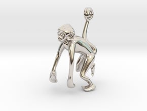 3D-Monkeys 326 in Rhodium Plated Brass