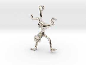 3D-Monkeys 327 in Rhodium Plated Brass