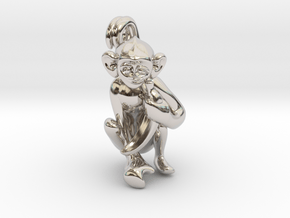 3D-Monkeys 330 in Rhodium Plated Brass