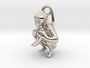 3D-Monkeys 332 in Rhodium Plated Brass