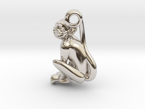 3D-Monkeys 333 in Rhodium Plated Brass
