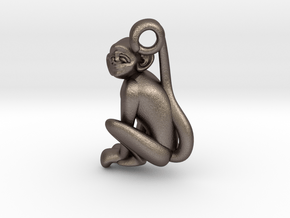 3D-Monkeys 333 in Polished Bronzed Silver Steel