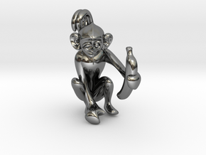 3D-Monkeys 334 in Fine Detail Polished Silver