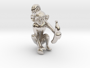 3D-Monkeys 334 in Rhodium Plated Brass