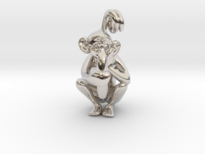 3D-Monkeys 335 in Rhodium Plated Brass