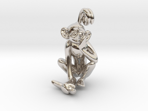 3D-Monkeys 336 in Rhodium Plated Brass