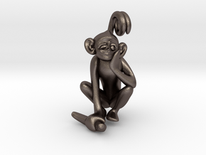 3D-Monkeys 336 in Polished Bronzed Silver Steel