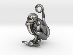 3D-Monkeys 337 in Fine Detail Polished Silver