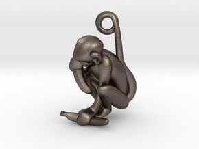 3D-Monkeys 337 in Polished Bronzed Silver Steel