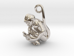 3D-Monkeys 338 in Rhodium Plated Brass
