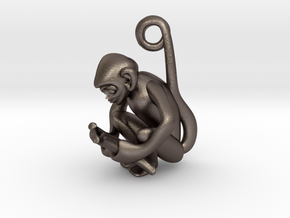3D-Monkeys 338 in Polished Bronzed Silver Steel