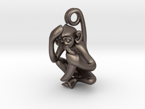 3D-Monkeys 341 in Polished Bronzed Silver Steel