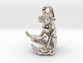 3D-Monkeys 342 in Rhodium Plated Brass