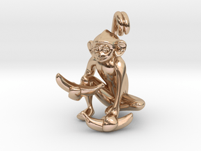 3D-Monkeys 343 in 14k Rose Gold Plated Brass